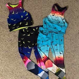 4 pieces Mara Hoffman Colorful Leggings and racer back sports bras